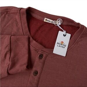 Marine Layer Double Knit Henley Chutney Size Large $78